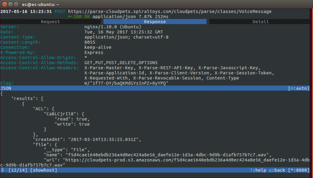 The whole app communication is SSL-encrypted.