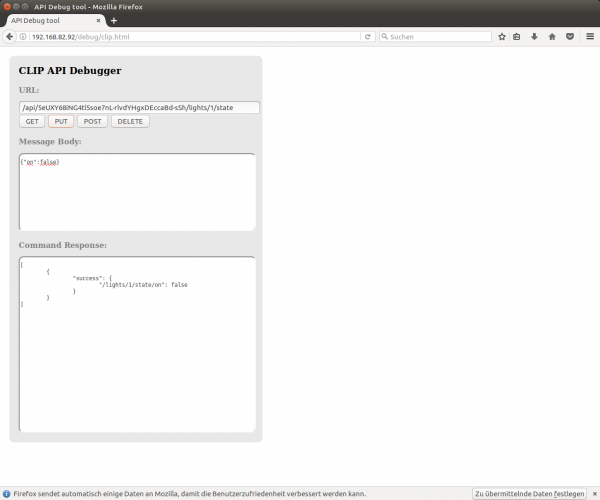 Lichter über Debug-Web-Interface schalten